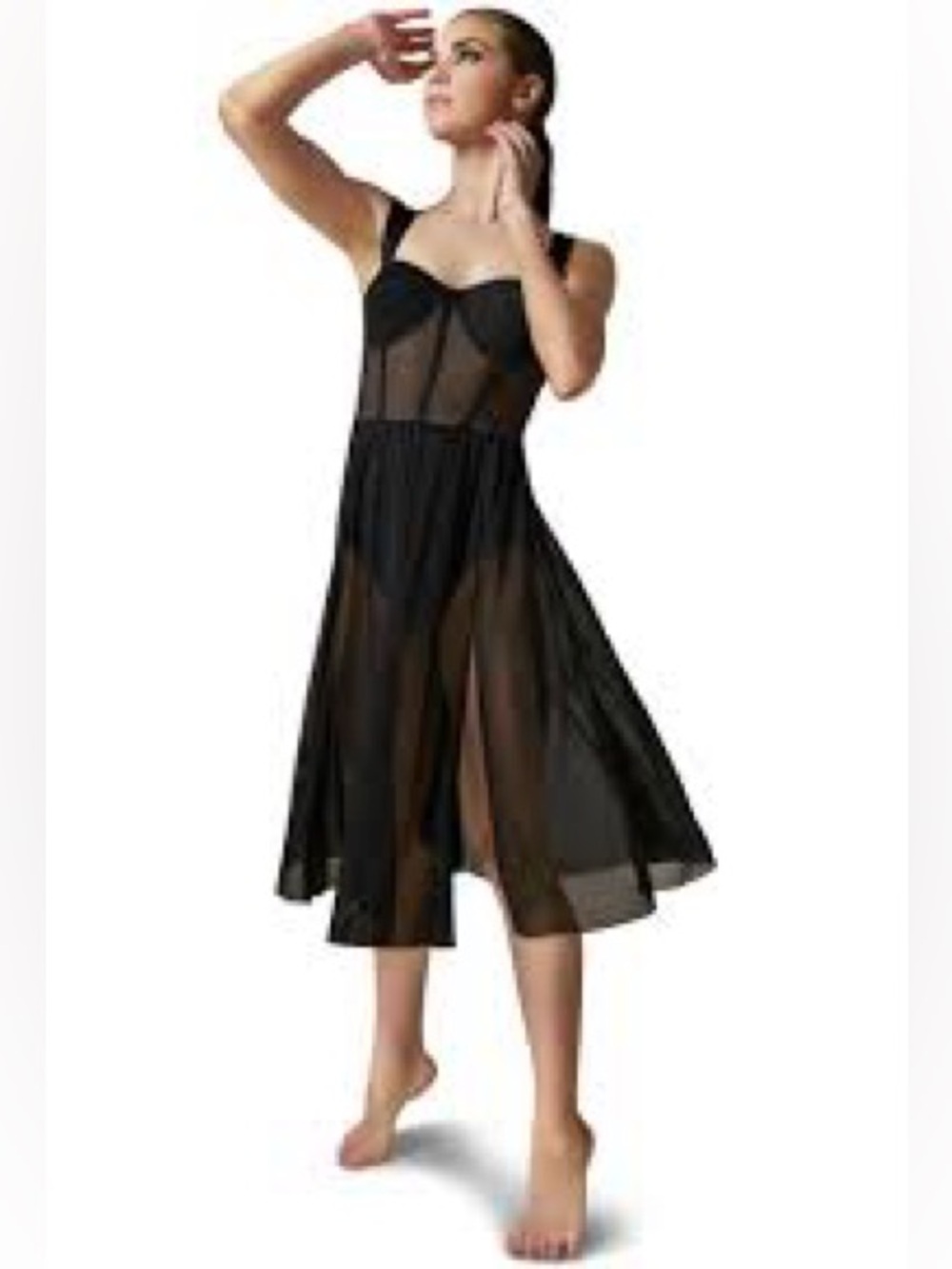 WEISSMAN BUSTIER MESH CAGE STRAP DRESS SZ SA